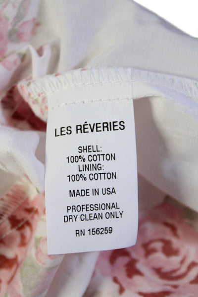 Les Reveries Womens Chain Strap Floral Printed Shift Dress White Pink Size 4