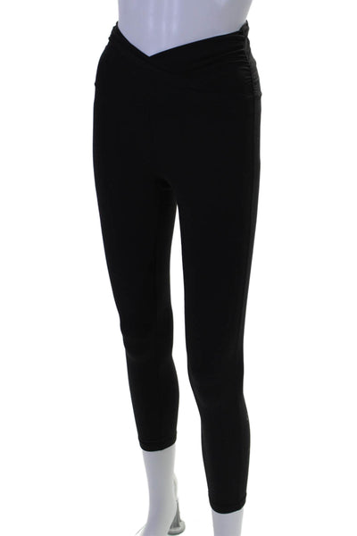 Lululemon Womens Mid Rise Ruched Stretch Knit Cropped Leggings Black Size 4