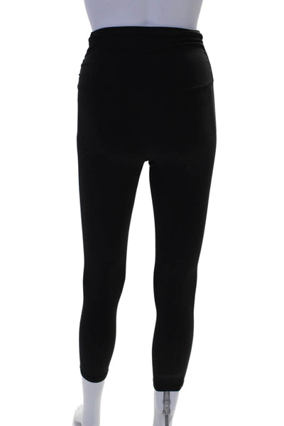 Lululemon Womens Mid Rise Ruched Stretch Knit Cropped Leggings Black Size 4