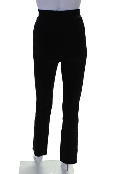 Commando Womens Elastic Waistband Zipper Trim Straight Leg Pants Black Small