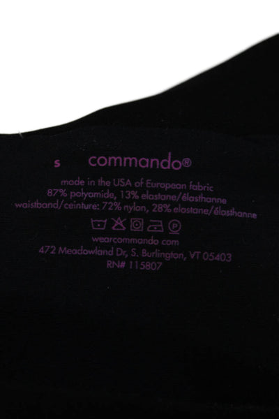 Commando Womens Elastic Waistband Zipper Trim Straight Leg Pants Black Small