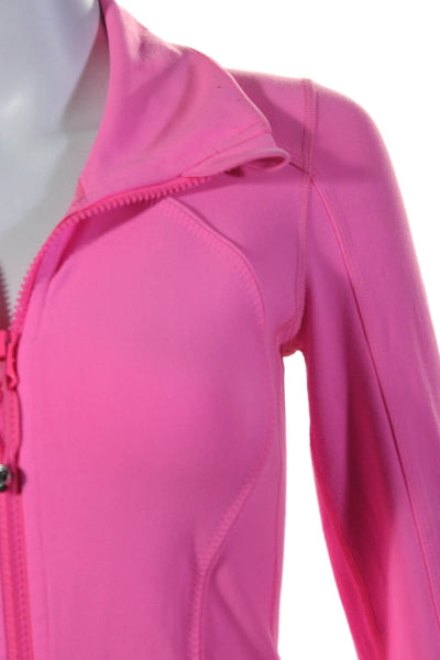 Lululemon Womens Zip-up Fitted High Neck Ribbed Hem Jacket Pink Size M