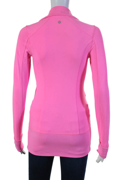 Lululemon Womens Zip-up Fitted High Neck Ribbed Hem Jacket Pink Size M