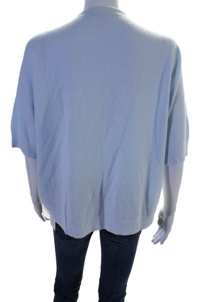 Alexandre Laurent Womens Knit V-Neck Short Sleeve Pullover Top Blue Size M