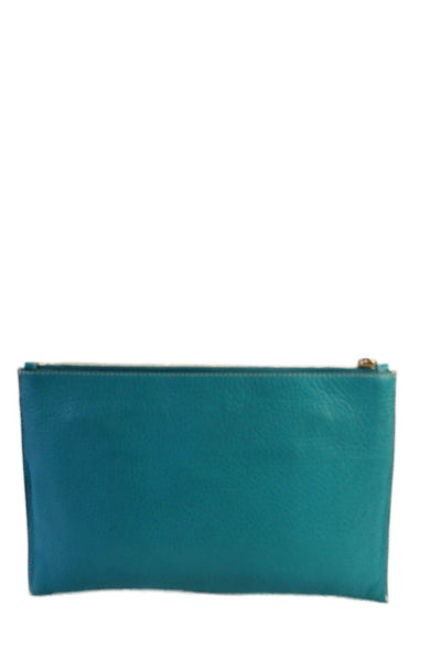 Miu Miu Womens Leather Front Pocket Zip Up Clutch Bag Handbag Turquoise