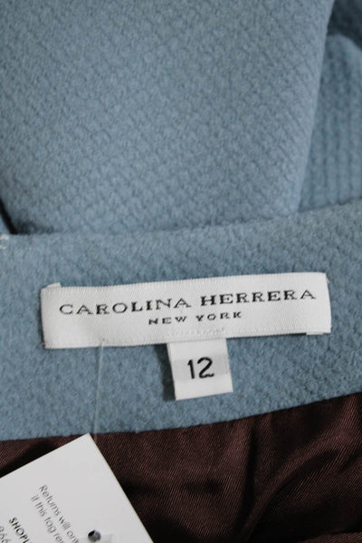 Carolina Herrera Womens Back Zip Knee Length Pencil Skirt Blue Wool Size 12