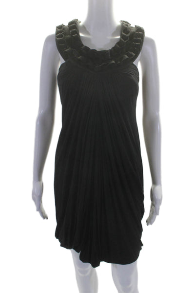 Varun Sardana Womens Black Woven Scoop Neck Sleeveless A-Line Dress Size S