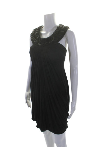 Varun Sardana Womens Black Woven Scoop Neck Sleeveless A-Line Dress Size S