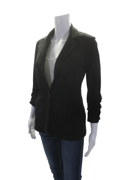 Dylan Gray Womens Zipper Detail Collared Button Up Blazer Jacket Black Size XS