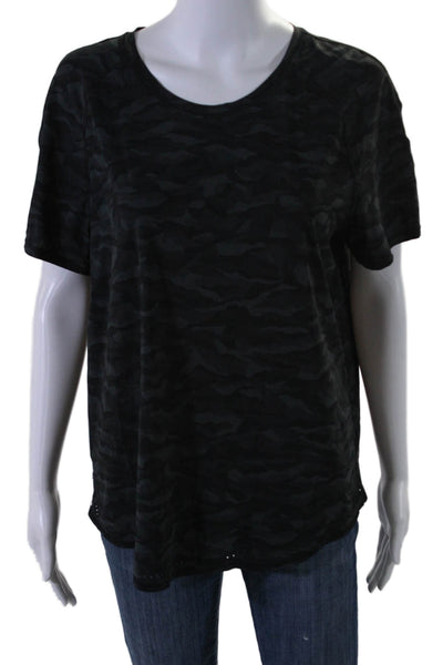 Lululemon Womens Camouflage Print Short Sleeves Shirt Black Grey Size 10