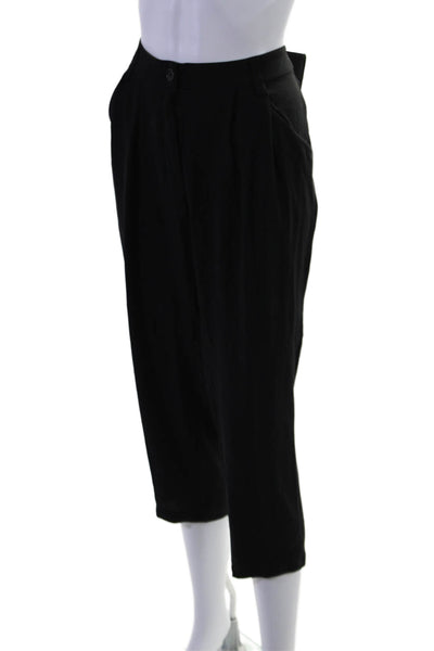 Eileen Fisher Womens Silk Zipped Buttoned Tapered Leg Pants Black Size S