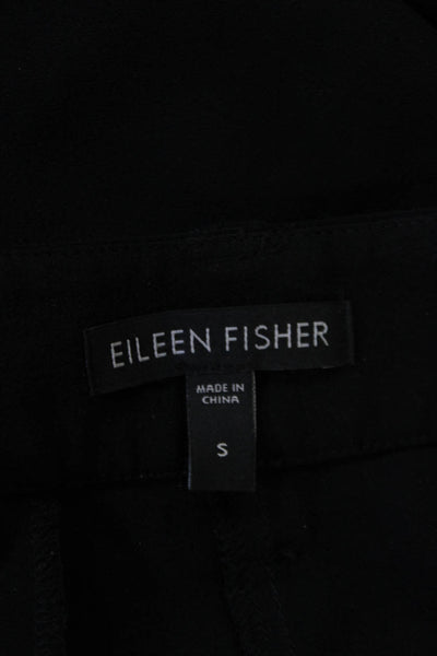 Eileen Fisher Womens Silk Zipped Buttoned Tapered Leg Pants Black Size S