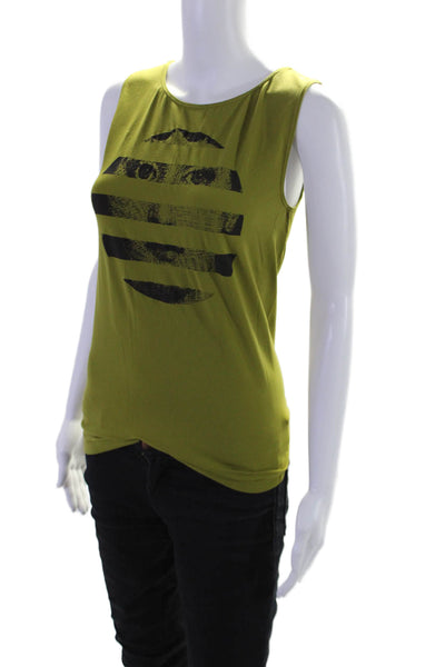 Wolford Womens Stretch Graphic Print Round Neck Pullover Tank Top Green Size L