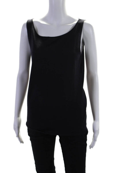 Ralph Lauren Womens Cashmere Blend Boat Neck Pullover Knit Tank Top Navy Size L