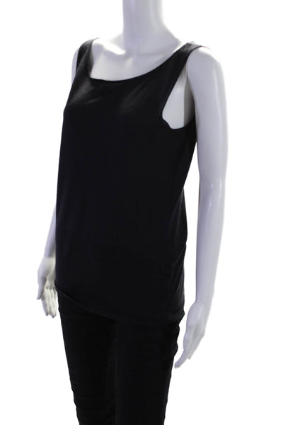 Ralph Lauren Womens Cashmere Blend Boat Neck Pullover Knit Tank Top Navy Size L