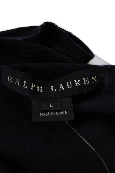 Ralph Lauren Womens Cashmere Blend Boat Neck Pullover Knit Tank Top Navy Size L