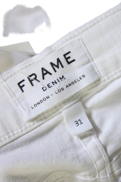 Frame Denim Womens Zipper Fly High Rise Straight Leg Jeans White Size 31