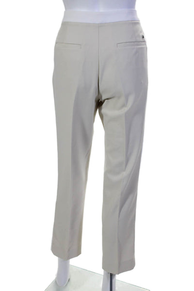 G/Fore Womens High Rise Flat Front Two Tone Straight leg Trousers White Size 8