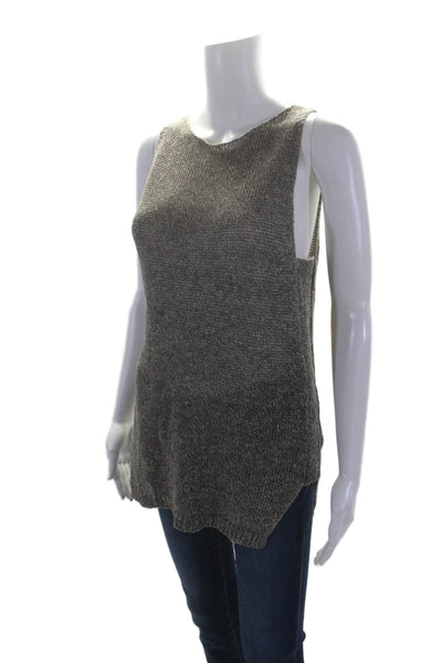 Brochu Walker Womens Linen Brown Open Knit Crew Neck Sleeveless Tank Top Size XS