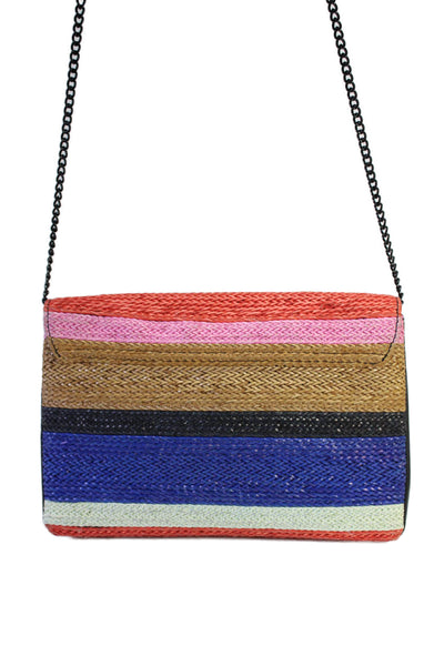 Loeffler Randall Womens Woven Striped Chain Strap Shoulder Bag Multicolor