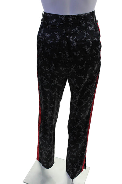 Equipment Femme Womens Silk Floral Print Mid-Rise Tapered Pants Black Size S