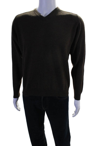 Joseph & Lyman Men's V-Neck Long Sleeves Pullover Sweater Brown Size M