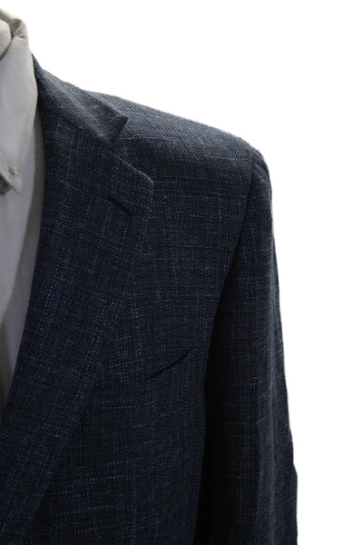 TMB Mens Classic Lapel Two Button Blazer Jacket Navy Blue Wool Size EUR 58