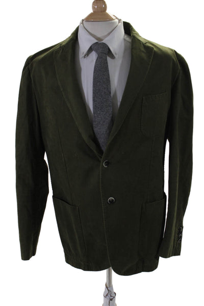 Luigi Blanchi Rough Mens Button Down Blazer Jacket Green Cotton Size EUR 58