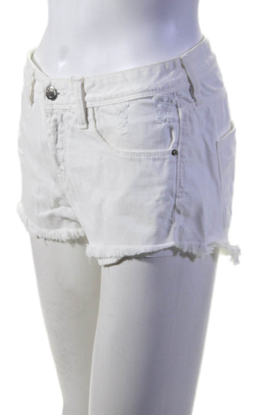 IRO Women's Five Pockets Distress Cut-Off Jeans Shorts White Size 27