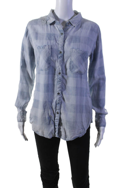 Rails Women's Collared Long Sleeves Button Down Blue Plaid Shirt Size S