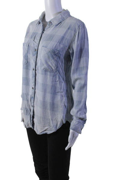 Rails Women's Collared Long Sleeves Button Down Blue Plaid Shirt Size S