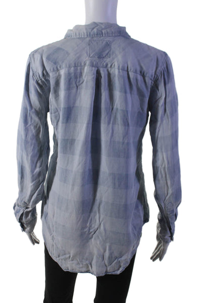 Rails Women's Collared Long Sleeves Button Down Blue Plaid Shirt Size S