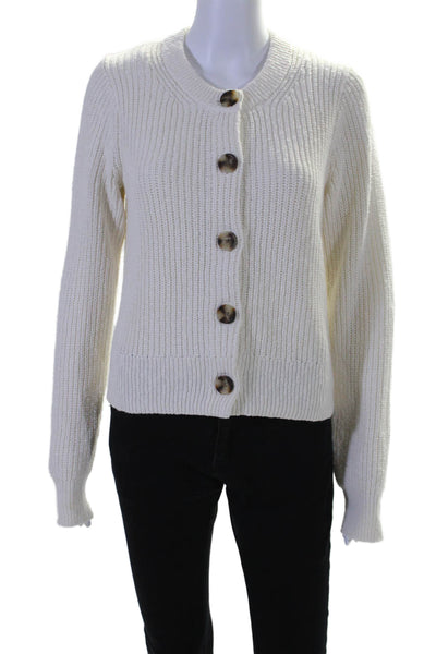 Madewell Womens Long Sleeves Button Down Cardigan Sweater White Cotton Size Larg