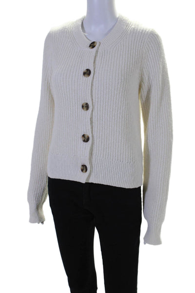 Madewell Womens Long Sleeves Button Down Cardigan Sweater White Cotton Size Larg