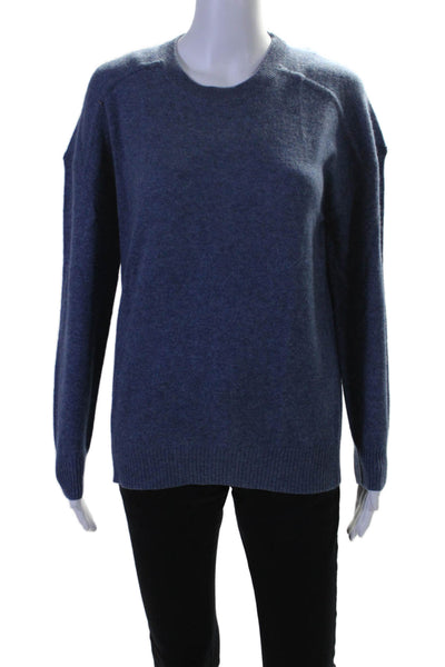 Saks Fifth Avenue Women's Round Neck Long Sleeves Cashmere Sweater Blue Size M