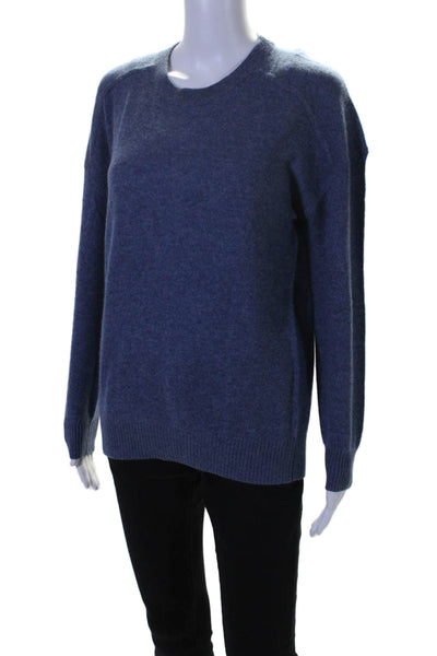 Saks Fifth Avenue Women's Round Neck Long Sleeves Cashmere Sweater Blue Size M