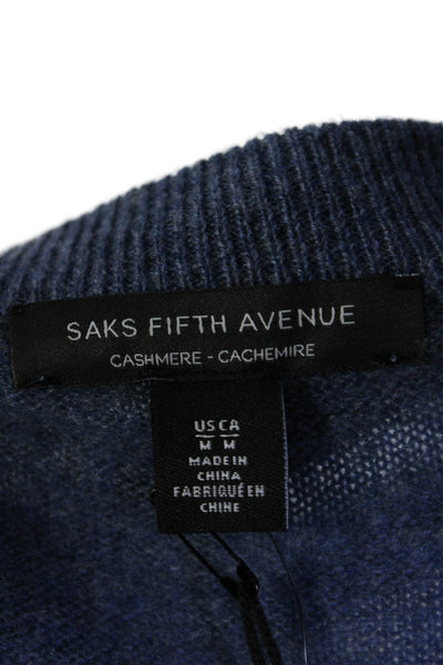 Saks Fifth Avenue Women's Round Neck Long Sleeves Cashmere Sweater Blue Size M