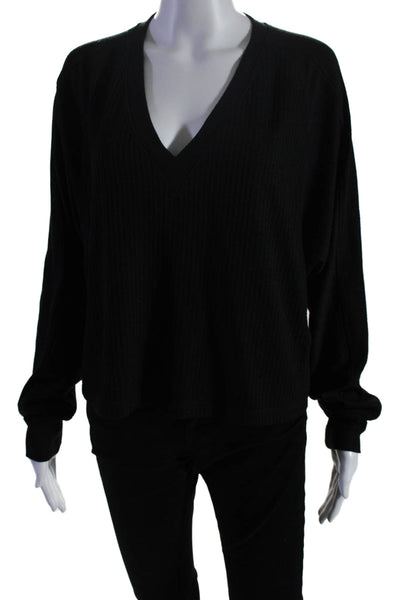 Rag & Bone Womens Long Sleeve Pullover V Neck Sweater Black Size Medium