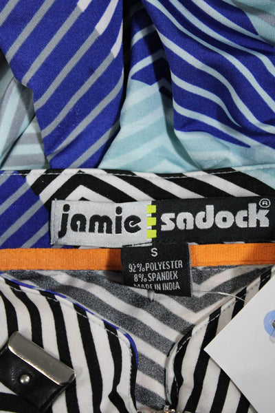 Jamie Sadock Womens Striped Half Short Sleeves Blouse Multi Colored Size Small