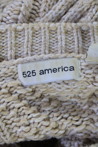 525 America Womens Cable Knit Long Sleeves Crew Neck Sweater Beige Size Small