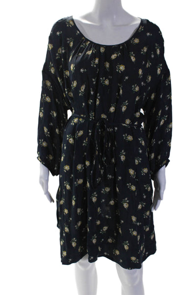 Girl. Band of Outsiders Womens Long Sleeve Scoop Neck Floral Dress Navy Size 3