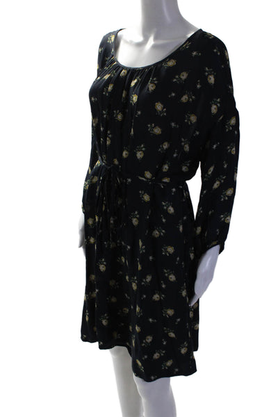 Girl. Band of Outsiders Womens Long Sleeve Scoop Neck Floral Dress Navy Size 3