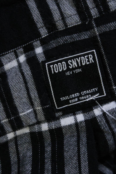 Todd Snyder Mens Button Front Long Sleeve Collared Plaid Shirt Black White 2XL