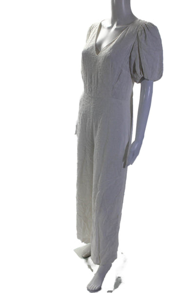 Club Monaco Womens Texture Tie Back Jumpsuit White Size 4 15872480