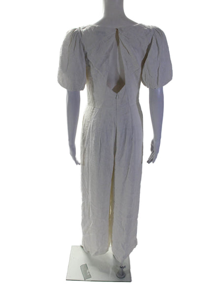 Club Monaco Womens Texture Tie Back Jumpsuit White Size 4 15872500