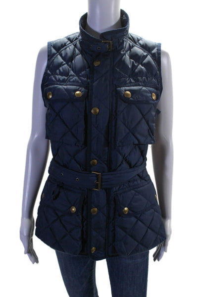 Polo Ralph Lauren Womens Puffer Buttoned Zipped Sleeveless Vest Dark Blue Size M