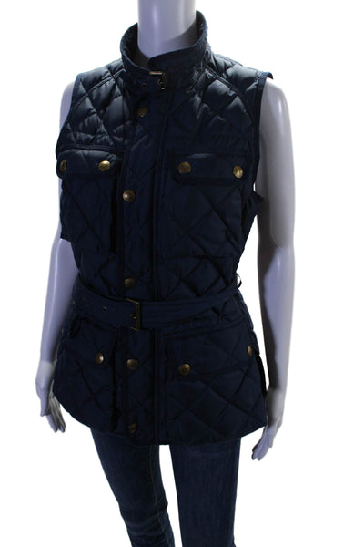 Polo Ralph Lauren Womens Puffer Buttoned Zipped Sleeveless Vest Dark Blue Size M