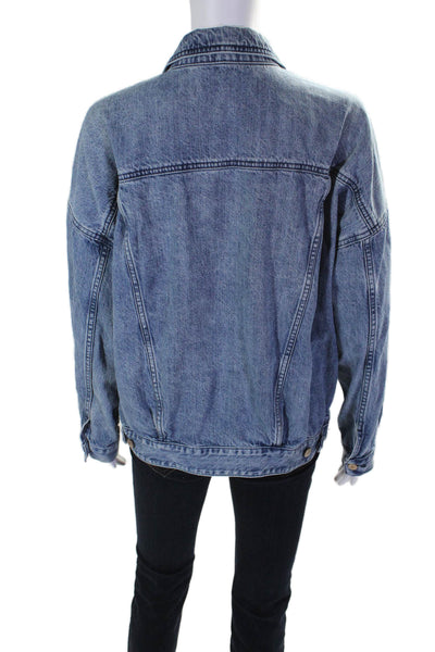 J Brand Womens Drew Cotton Oversized Button Down Denim Jacket Blue Size S