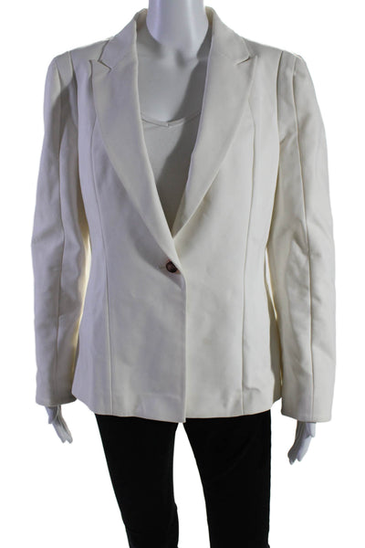 Ted Baker London Womens Single Button Pointed Lapel Blazer Jacket White Size 3