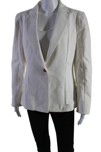 Ted Baker London Womens Single Button Pointed Lapel Blazer Jacket White Size 3